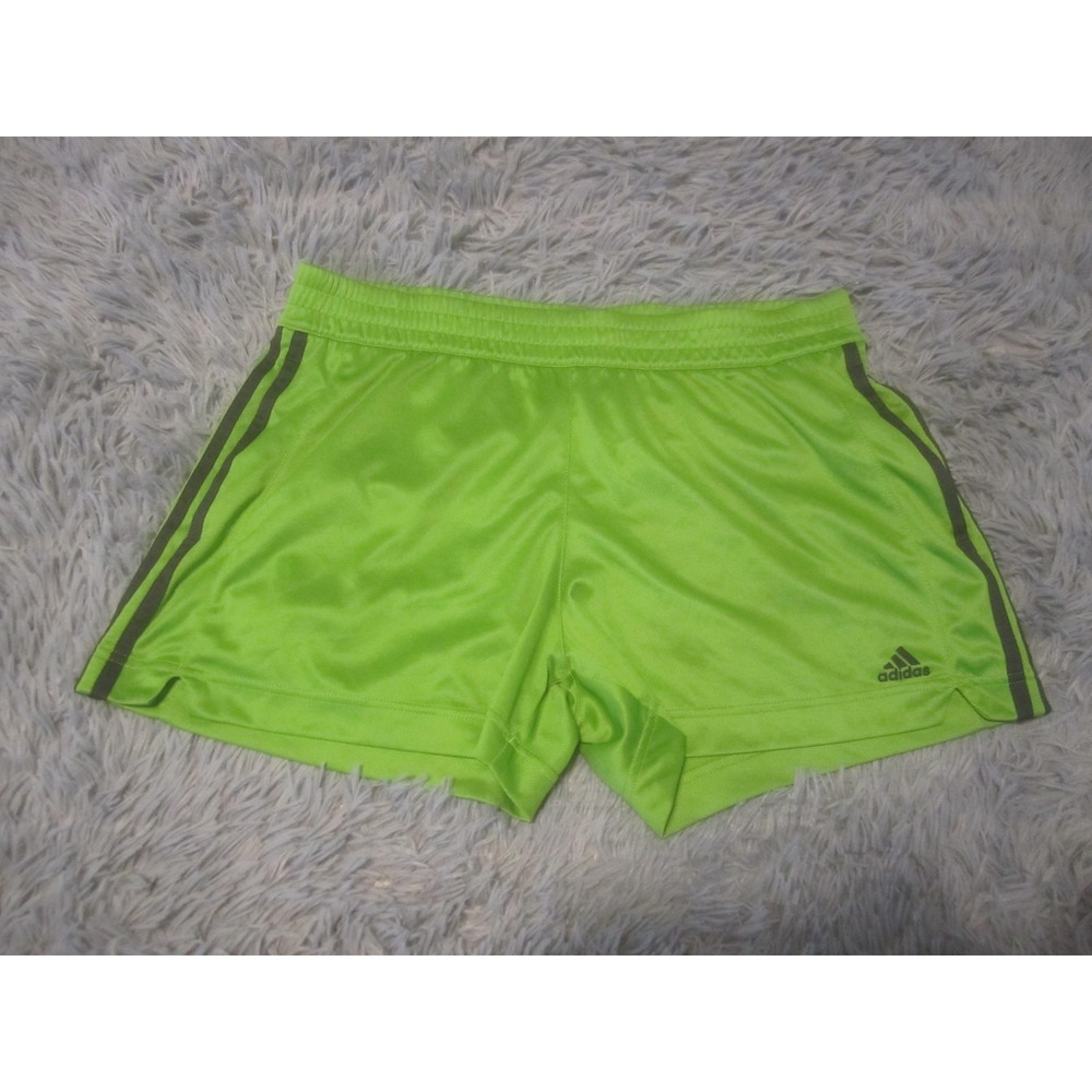 Adidas Shorts Mens Large Green 3 Stripe Athletic Running Training Mesh Gym